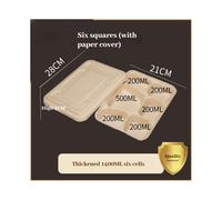 (1400ml six grid+paper cover) (100) Disposable Multi -Latter Box Purchibutic Can Be Deductable Rice Box Lunch Box