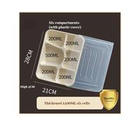 (1400ml six grid+PP cover) (100) Disposable Multi -Latter Box Purchibutic Can Be Deductable Rice Box Lunch Box
