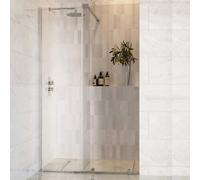 1400mm Chrome Frameless Sliding Door Shower Enclosure 8mm Glass + Wall Support Bar - Denver