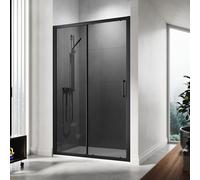 (1400mm) ELEGANT 1900mm Black Sliding Shower Door, 8mm Tempered Glass with NANO Self-Clean Coating, Matte Black Frame