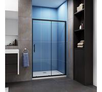 (1400mm) Matt Black Frame Bathroom Sliding Shower