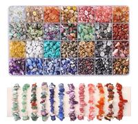 1400pcs Gemstone Chip Beads, 28 Colors 5-8mm Crystal Beads for Jewellery Making Natural Irregular Crushed Chip Drilled Stone Bead for DIY Craft Necklace Bracelet Earring Making