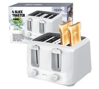 1400W 4 Slice Toaster Toastie Maker Pop Up Cool Touch 6 Settings Bagel White New