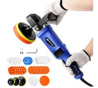 1400W Car Polisher Buffer with Detachable Handle, Electric Car Buffer Polisher Machine with 800-3500 RPM, 6 Variable Speed, 125/150/180mm Buffing Polish Pad, Corded Rotary Polishing Machine Kit, Blue