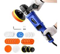 1400W Dual Action Polisher Car Polisher Buffer Kit for Car Detailing, 6 Variable Speed Car Buffer Polisher Car Polishing Machine with 150/180mm Polishing Plate, Removable D-Handle & Side Handle