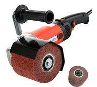 1400W Electric Burnishing Polishing Machine, Handheld Electric Drum Sander Burnisher Polisher with 2 Burnishing Wheels, 6 Speed Adjustable Surface Conditioning Tool for Metal Wood Tile Stainless Steel