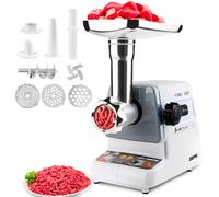 Geepas 1400W Electric Meat Grinder - Sausage Maker, Meat Mincer, Sausage Stuffer Food Grinding Mincing Machine with Kibbe Attachment - 3 Different Cutting Plates, Reverse Function - 2 Year Warranty
