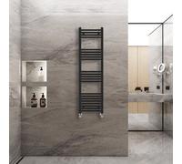 (1400x400mm) Warmehaus Straight Heated Towel Rail Central Heating for Bathroom Kitchen Radiator Ladder Black