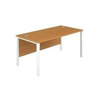1400X600 Goal Post Rectangular Desk Nova Oak-White