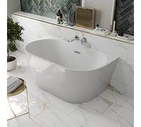 1400x750mm Back to Wall BTW Double Ended Freestanding Bath Bathroom Bathtub White Acrylic Modern