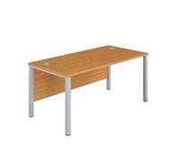 1400X800 Goal Post Rectangular Desk Nova Oak-Silver