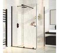 1400x800mm Black 8mm Glass Rectangular Frameless Sliding Shower Enclosure - Denver