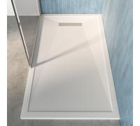 1400x800mm Rectangular 25mm Slimline White Stone Resin Shower Tray Cascade