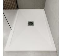1400x800mm Rectangular 25mm Slimline White Stone Resin Shower Tray Harmony