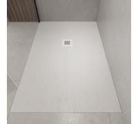 1400x800mm Rectangular Anti-Slip 27mm Slimline White Stone Resin Shower Tray Sileti