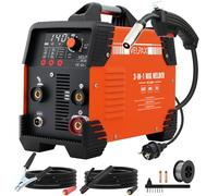 140A 230V MIG Welder Gasless, 3 in 1 Welding Machine Flux Core Welder, Portable Welder with IGBT Inverter, Smart Digital LED Dispaly and Welding Rods Flux Wires
