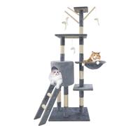 140cm Cat Tree Tower Scratching Posts with Sisal Scratching Posts, Plush Toy Balls, Multi-Level Play Towers & Trees for Cats, Stable Cat Tree, Cat Scratching Post for Indoor Kitten Climbing, Playing