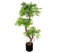 140Cm Leaf Realistic Artificial Japanese Fruticosa Ficus Tree, Green Black