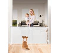 140cm Reinforced Retractable Stair Gate 86cm Tall, Retractable Baby Gate with Reinforced Strip Design to Prevent Crawling Through, 55 inch Wide 34 inch Tall Retractable Dog Gate for Doorways, Hallways