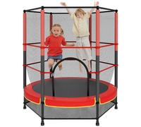 140cm Secure Kids Trampoline,with Safety Enclosure& Reinforced Steel Frame,Indoor Outdoor Toddler Trampoline for Children 3-10Years