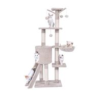 140cm Tall Cat Tree Multi-Layer Cat Tower With Sisal Scratching Posts-Beige