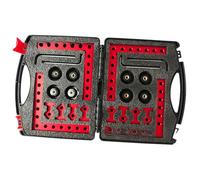 140mm Aluminium Right Angle Clamp Set 12pc Woodworking Panel Jig | Four 140mm aluminium rulers and eight clamps stored in a protective hard plastic case with foam inserts for secure transport