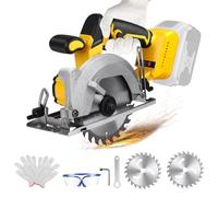 140mm Cordless Circular Saw Compatible with Dewalt 18V 20V (No Battery), mit 2 Blades, Brushless Adjustable Cutting Angle, Max Cutting Depth 1.28" (45°),1.6" (90°) for Cutting Wood Plastic Metal