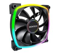 140mm Montech AX140 PWM Fan, Black, ARGB, 9 Blade, 600-1600rpm, 90.5 CFM, Hydro
