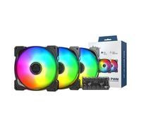 140mm Montech HP140 ARGB PWM 3 Pack Fans, Black, 9 Blade, 600-1600rpm, 95.61 CFM