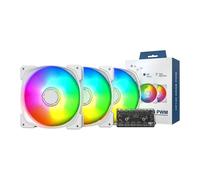 140mm Montech HP140 ARGB PWM 3 Pack Fans, White, 9 Blade, 600-1600rpm, 95.61 CFM