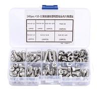 140pcs #10-32 Stainless Steel Hex Socket Cap Head Bolts Assortment Kit, Hex Head Cap Screws with 6 Sizes, Rust Fasteners for Machinery, Automotive and DIY Repairs