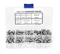 140pcs # 10-32 Stainless Steel PH Pan Head Screws with Nuts Kit, Assortment Set - Rust, Organized Storage Case, Ideal for DIY and Repairs