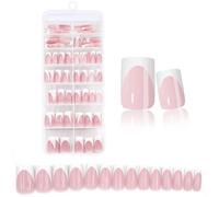 140Pcs/box Nude Pink Matte French Press On Nails,14 Sizes Extra Short Square Full Cover Nail Tips