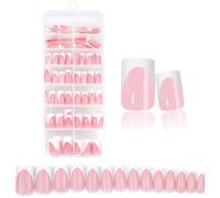 140Pcs/box Nude Pink Matte French Press On Nails,14 Sizes Extra Short Square Full Cover Nail Tips