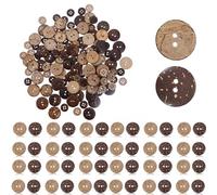 140pcs Brown Natural Coconut Shell Sewing Button, Shell Buttons, Wooden Buttons, Handmade Sewing Crafts Replacement, 2 & 4 Hole Large Wooden Button for Crafts DIY Shirt, Clothing Replacement