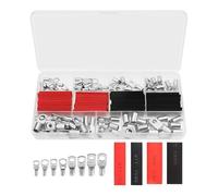 140PCS Copper Wire Lugs Terminals Set Battery Cable Connector Assortment, Terminal Crimp Connectors Cable Lugs Ring 70 PCS SC Cable Lugs + 70 PCS Insulating Covers