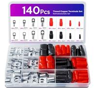 140PCS Copper Wiring Terminal and Protective Sleeve Set for Electrical Repairs in Vehicles, Boats, Solar Panels, and Outdoor Equipment (140PCS set)