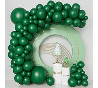 140pcs Dark Green Balloons Garland Arch Kit 5/10/12/18 Inch Different Sizes Green Matte Latex Balloons for Jungle Safari Party Decor Christmas Birthday Party Decorations