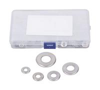 140Pcs Knurled Conical Spring Washer Kit, Serrated Stainless Steel Washers in M4 M5 M6 M8 M10 Sizes, Resistant Lock Washers with Storage Box for Construction