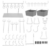 140pcs Pegboard Hook Set for Workshops and Garages, Stainless Steel | Easy Organization and Secure Storage, ABS and Rubber Parts, Versatile Assortment for Wall Board Accessories