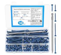 140pcs Pocket Hole Screws, #8 Self Tapping Wood Screws, Square Drive Coarse Thread screws, Pan Head Wafer Head Machine screws, Flanged head Truss head Drywall Chipboard Screwss for Wood Sheet Metal