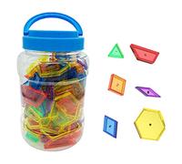 140Pcs Preschool Math Manipulative Blocks, Hand Eye Coordination,Transparent Attribute Blocks for Games,Fractions, Shape Attributes