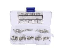 140pcs Stainless Steel Solid Rivets M2, Round Head, Knurled Shank Assortment - Durable, Rust, Handy Plastic Storage Box