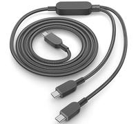 140W 2-in-1 USB C Charging Cable 1.8M,Dual USB C Splitter Cable Type C Multi Fast Charger Cord for iPhone 17 Pro Max 16 15 16e/iPad A16 11 10th Air/Samsung S25 S24 Ultra FE S23/MacBook Laptop,Black