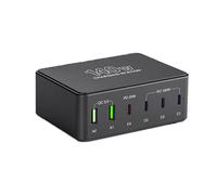 140W Desktop Charging Station - 2 USB-A & 4 USB-C Ports, EU Plug, Fast Charging, Compact Design, Black