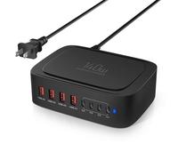 140W Desktop Charging Station with 4 USB-A & 4 USB-C Ports, Fast Charging, EU Plug, Compact & Portable