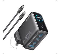 140W USB C Charger, Anker Laptop Charger, 4-Port Multi-Device Fast Charging, Advanced GaN Power Adapter, Intuitive Touch Controls, Compatible with MacBook, iPhone 17 Series, Samsung, Pixel, and More