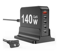 140W USB C Charger Block, 5-Port USB C Charging Station GaN PD MAX 65W Mini PC Laptop Fast Charger Adapter Compatible with MacBook Pro/Air,DELL,Steam Deck,iPhone 16/15/14, Samsung Galaxy S25 etc