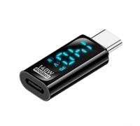140W USB C to USB Adapter with LED Display USB C Power Adapter 140W Real-Time Voltage Monitor Compact 140W USB C Adapter for Laptop Fast Charging Transparent PC USB C Adapter 32mm with (C mother to C)