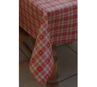 140x140cm SQUARE PVC/VINYL TABLECLOTH - RED & CREAM CHECK WITH HEARTS